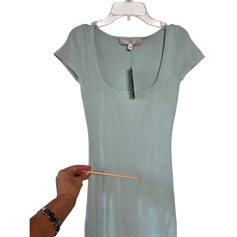 NWT GUESS Cap Sleeve Charlotte Bodycon Ribbed Dress M Aqua Ice Mint Green *READ - Picture 2 of 12